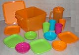 New Tupperware TupperToys Children's Mini Party Serving Set w/ Case, Play Toy Plates Cups Bowls MORE