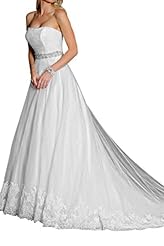 Strapless Natural   Waistline  Satin/Tulle Wedding Dress  With Rhinestones
