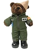 Stuffed 10" teddy bear in personalized custom embroidered U.S. Navy Flight Suit Coverall Jumper Military Uniform