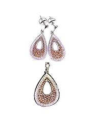 Sterling Silver Micro Pave Cubic Zirconia Earrings and Pendant Set