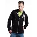 Nebulus Fleecejacke Norway, Outdoor Jacke, Herren, schwarz mit Kapuze