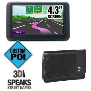 Garmin Nuvi 755T GPS (RB) and Leather Case Bundle