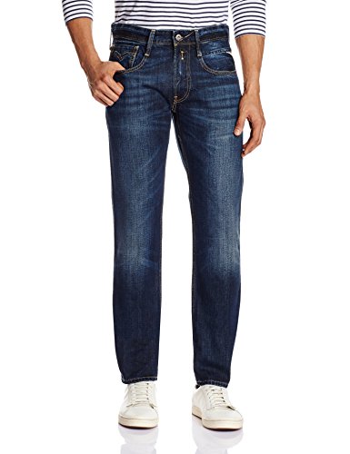 Mens Replay Dark Blue Jean - Anbass [Slim Fit Denim Jeans] Indigo W34 / L32
