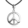 Sterling Silver Peace-Sign Pendant on Cord, 16"
