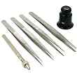 6 Jewelers 4x Loupe Tweezers Pin Vise Gem Hand Tools