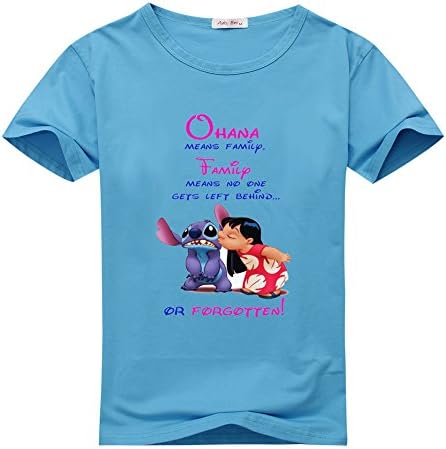 DanielSanta Mens Lilo And Stitch Cartoon Sky Blue T-shirts Size XXXL