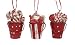 Set of 3 Red & White Sugared Candy Cane Bucket Christmas Ornaments