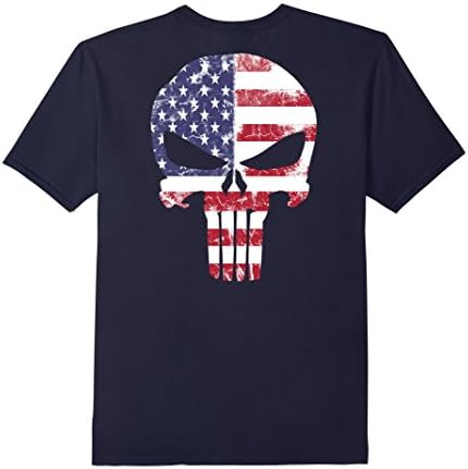 Men's American Punisher Flag - Punisher American Flag Shirt Large Navy