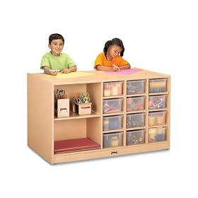 Jonti-Craft 04400JC011 Storage Island with Clear Trays, MapleWave