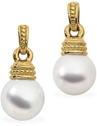 18K Yellow Gold Paspaley South Sea Cultured Fine Near Round Pearl Earrings - 11.00mm -- LIFETIME WARRANTY