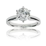 Platinum Round Six Prong Solitaire Diamond Engagement Ring (1.55 ct, I Color, VS2 Clarity), Size 7