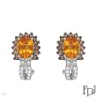 FPJ Vibrant Earrings With 6.90ctw Precious Stones - Genuine Citrines, Clean Diamonds Beautifully Designed in 18K White Gold. Total item weight 8.6g Length 22mm