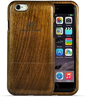Helix Gear Live Fit Smart Phone Case for iPhone 6/6s - Ultra Slim Smartphone Case Crafted from Real Walnut Wood - includes Helix Gear's Comprehensive 1 Year Customer Protection Program
