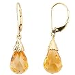 14K Yellow Gold Citrine Briolette Earrings