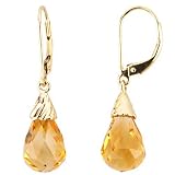 14K Yellow Gold Citrine Briolette Earrings