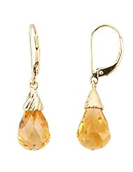14K Yellow Gold Citrine Briolette Earrings -- LIFETIME WARRANTY