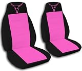 2 black and hot pink car seat covers with a bull skull for a 2002 Ford Focus