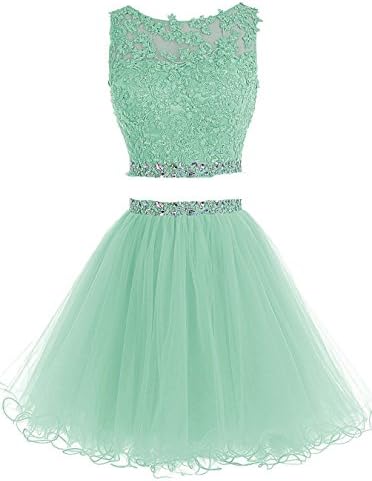 HTYS Beaded Two Pieces Prom Dresses Applique Short Homecoming Dresses HY115
