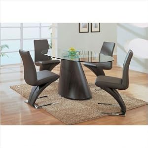 Global Furniture 5 Piece Geneva Dining Room Set in Warm Brown Veneer