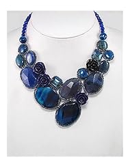 Rose Blue Agate Necklace In Zinc