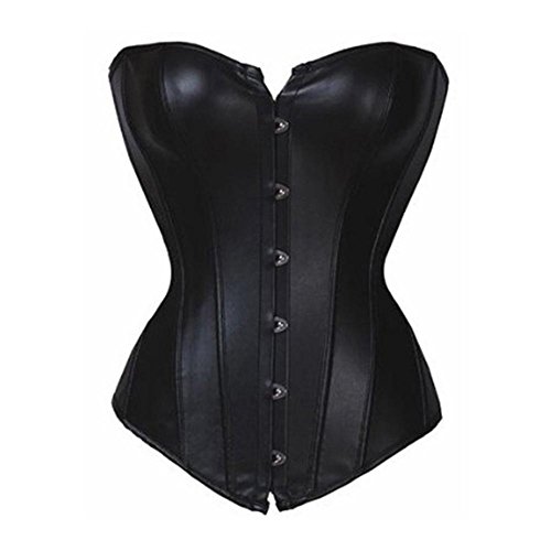 MUKA Women's Faux Leather Overbust Corset Halloween Bustier Bodyshaper Top