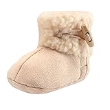 Happy Cherry ベビースノーブーツ 子供靴 ベビームートンブーツ ベビーシューズ 滑り止め靴底 冬 防寒対策 0-1歳の子供 カーキ サイズ12cm