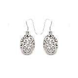 Sterling Silver Oval Shaped Filigree Earrings