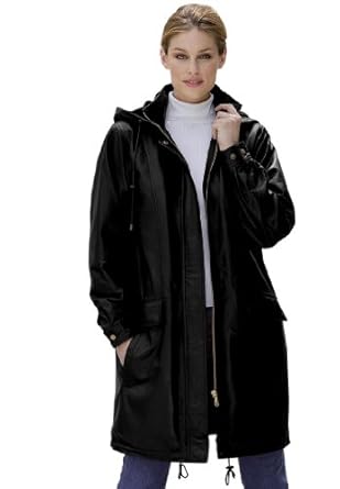 Woman Within Plus Size Petite Hooded leather jacket