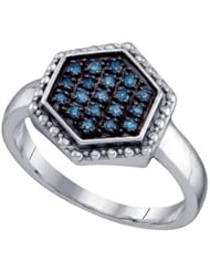 0.18CTW BLUE DIAMOND CLUSTER RING