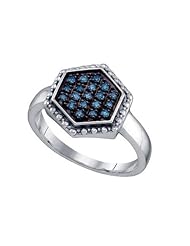 0.18CTW BLUE DIAMOND CLUSTER RING
