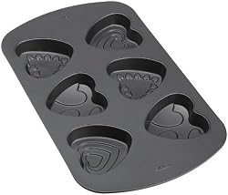 Wilton Heart Shaped Whoopie Pan Nonstick 6 Cavity Decorated Mini Cakes Pan