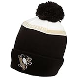 Reebok Pittsburgh Penguins Women's Big Pom Cuffed Beanie - Black