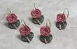 Spanish Rose Resin Hand-Painted Pearl Dusty Rose Shower Curtain Hooks