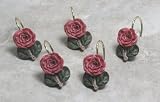 Spanish Rose Resin Hand-Painted Pearl Dusty Rose Shower Curtain Hooks