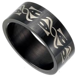 Black Stainless Steel Band with Celtic Design Sizes 8-13