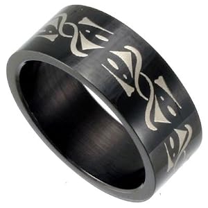 Black Stainless Steel Band with Celtic Design Sizes 8-13