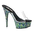 6 Inch Spike Heel Shoes Sexy Peacock Feather Platform Shoes Open Toe Sandals