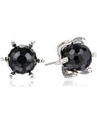 ABS By Allen Schwartz "Deco Delight" Jet Color and Silver Tone Pave Wrapped Stone Earrings