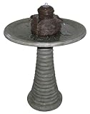 Alpine GEM108 Tao Fiberglass Fountain & Birdbath with LED lights
