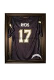 San Diego Chargers Football Jersey Display Case Cabinet Style with Black Finish Frame