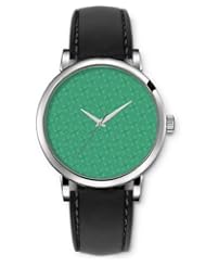 SPRAWL Aanalog Fashion Series Silver Ladies Watches of Genuine Black Leather Strap,Unique Wrist Watch for Women Girls Designed with green Flowers