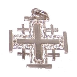 Filigre style Silver Jerusalem Cross &nbsp;(2.5 cm &nbsp;&nbsp;or 1" without loop)