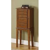 Jewelry Storage Armoire in Nut Brown Finish