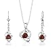 Sterling Silver 2.00 carats total weight Trillion Cut Garnet Pendant Earrings and 18 inch Necklace Set