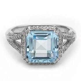 18k White Gold Blue Topaz and Diamond Ring - IGI Certified by Luxury Lane