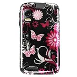 Hard Snap on Plastic BLACK With PINK BUTTERFLY Design Sleeve Faceplate Cove ....