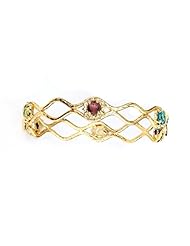 Sterling Silver Multi Color 18k Yellow Gold Plated Bangle