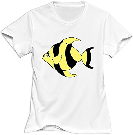 TYGW Women's Tropical Fish T-Shirt White US Size L,100% Organic Cotton