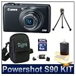 Canon Powershot S90 10MP Wide-angle 3.8x Optical Zoom Digital Camera Bundle w/ 4GB SD Memory, Card Reader, Case and Lens Cleaning Kit