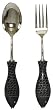 Decorative Salad Server Set With Resin Black Fish Shaped Handles
